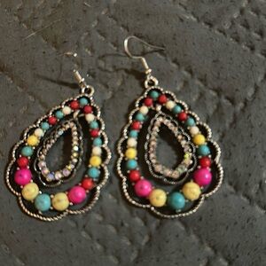 Multi colored bangle earrings